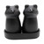 Matte Black Ceramic Frog Salt and Pepper Shakers with Tray 'Fanciful Frogs in Black'