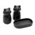 Matte Black Ceramic Frog Salt and Pepper Shakers with Tray 'Fanciful Frogs in Black'