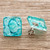 Guatemalan Recycled CD Button Earrings 'Bubble Explosion in Turquoise'