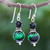 Hand Crafted Tiger's Eye and Onyx Dangle Earrings 'Mystic Green'