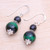 Hand Crafted Tiger's Eye and Onyx Dangle Earrings 'Mystic Green'