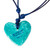 Papier Mache Blue  Aqua Golden Accent Heart Necklace 'Seafoam and Sunlight'