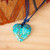 Golden Accent Aqua Papier Mache Heart Necklace 'Hearts Together'