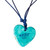 Golden Accent Aqua Papier Mache Heart Necklace 'Hearts Together'