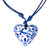 Talavera Style Blue  White Bird Papier Mache Heart Necklace 'Blue Talavera'