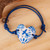 Talavera Style Blue  White Bird Papier Mache Heart Bracelet 'Blue Talavera'