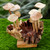Handmade Jempinis and Benalu Wood Mushroom Sculpture 'Mushroom Season'