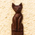 Mahogany Wood Cat-Motif Wall Art 'Brown Cat'