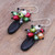 Agate and Freshwater Cultured Pearl Dangle Earrings 'Space Candy in Black'