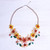 Hand Threaded Carnelian and Agate Statement Necklace 'Flower Bed in Orange'
