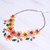 Hand Threaded Carnelian and Agate Statement Necklace 'Flower Bed in Orange'