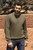 Olive Green Pima Cotton Crew Neck Men's Sweater from Peru 'Casual Style in Olive Green'