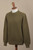 Olive Green Pima Cotton Crew Neck Men's Sweater from Peru 'Casual Style in Olive Green'