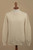 Solid Ivory Pima Cotton Crew Neck Men's Sweater from Peru 'Casual Style in Ivory'