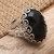 Unisex Sterling Silver and Onyx Cocktail Ring 'Licorice Candy'