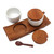 Hand Made Ceramic and Teak Wood Condiment Set 'Flavor Duo in White'
