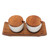 Hand Made Ceramic and Teak Wood Condiment Set 'Flavor Duo in White'