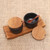 Hand Crafted Ceramic and Teak Wood Condiment Set 'Flavor Duo in Black'