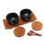 Hand Crafted Ceramic and Teak Wood Condiment Set 'Flavor Duo in Black'