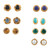 Gold-Plated Multi-Gemstone Stud Earrings Set of 7 'Daily Glamour'