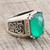 Handmade Men's Green Onyx Cocktail Ring 'Water Vision'