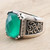 Handmade Men's Green Onyx Cocktail Ring 'Water Vision'