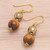 Gold-Plated Tiger's Eye and Hematite Dangle Earrings 'Tiger Charm'