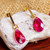 14k Gold-Plated Pink Swarovski Dangle Earrings from Mexico 'Berry Drops'