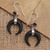 Hand Made Garnet and Sterling Silver Dangle Earrings 'Mysterious Crescent'