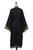 Embroidered Black Rayon Robe 'Night Flowers'