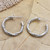Handmade Sterling Silver Half-Hoop Earrings 'Bamboo for You'