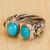 Taxco Silver and Reconstituted Turquoise Ring with Peridot 'Boundless Memories'