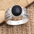 Onyx and Sterling Silver Cocktail Ring 'Chastity in Black'