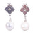 Silver and Cultured Pearl Flower Dangle Earrings from Mexico 'Moroccan Flowers'