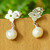 Silver and Cultured Pearl Flower Dangle Earrings from Mexico 'Moroccan Flowers'