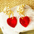 Swarovski Crystal Gold Plated Red Heart Earrings from Mexico 'Deep Love'