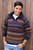 Men's 100 Alpaca Wool Striped Zip Collar Pullover Sweater 'Mountain Life'