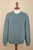 Polyester and Baby Alpaca Men's Pullover in Light Azure 'Robin's Egg'