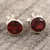 Garnet and Sterling Silver Stud Earrings 'Red Night'