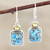 Hand Crafted Citrine and Sterling Silver Dangle Earrings 'Day Party in Blue'