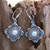 Handmade Pearl and Blue Topaz Silver Earrings 'Mahameru'