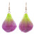 Gold-Plated Orchid Petal Dangle Earrings 'Summer Treat in Berry'