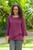 Asymmetrical Cut Burgundy Cotton Gauze Blouse 'Too Cool in Mulberry'