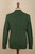 Men's Dark Green 100 Alpaca Pullover Sweater From Peru 'Moss Braids'