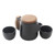 Black Ceramic and Teak Wood Tea Set Set for 2 'Midday Tea in Black'