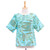 Thai Ouke-Printed Cotton Blouse 'Turquoise Memory'