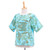 Thai Ouke-Printed Cotton Blouse 'Turquoise Memory'