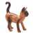 Hand Made Suar Wood Cat Statuette 'Looking for Friends'