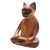 Handcrafted Suar Wood Cat Statuette 'Peaceful Cat'