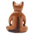 Handcrafted Suar Wood Cat Statuette 'Peaceful Cat'